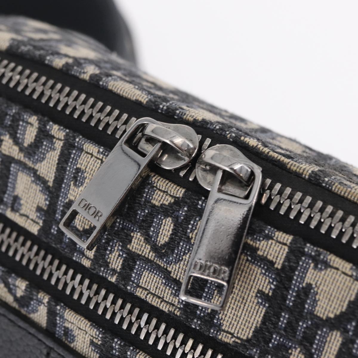 Christian Dior Trotter Canvas Safari Bag Jacquard Navy Silver Auth 203107SAM