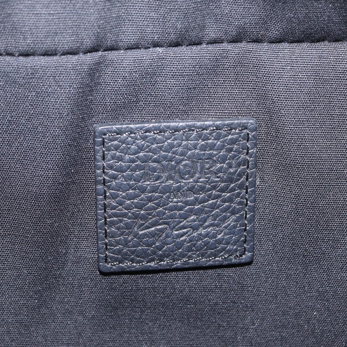 Christian Dior Trotter Canvas Safari Bag Jacquard Navy Silver Auth 203107SAM