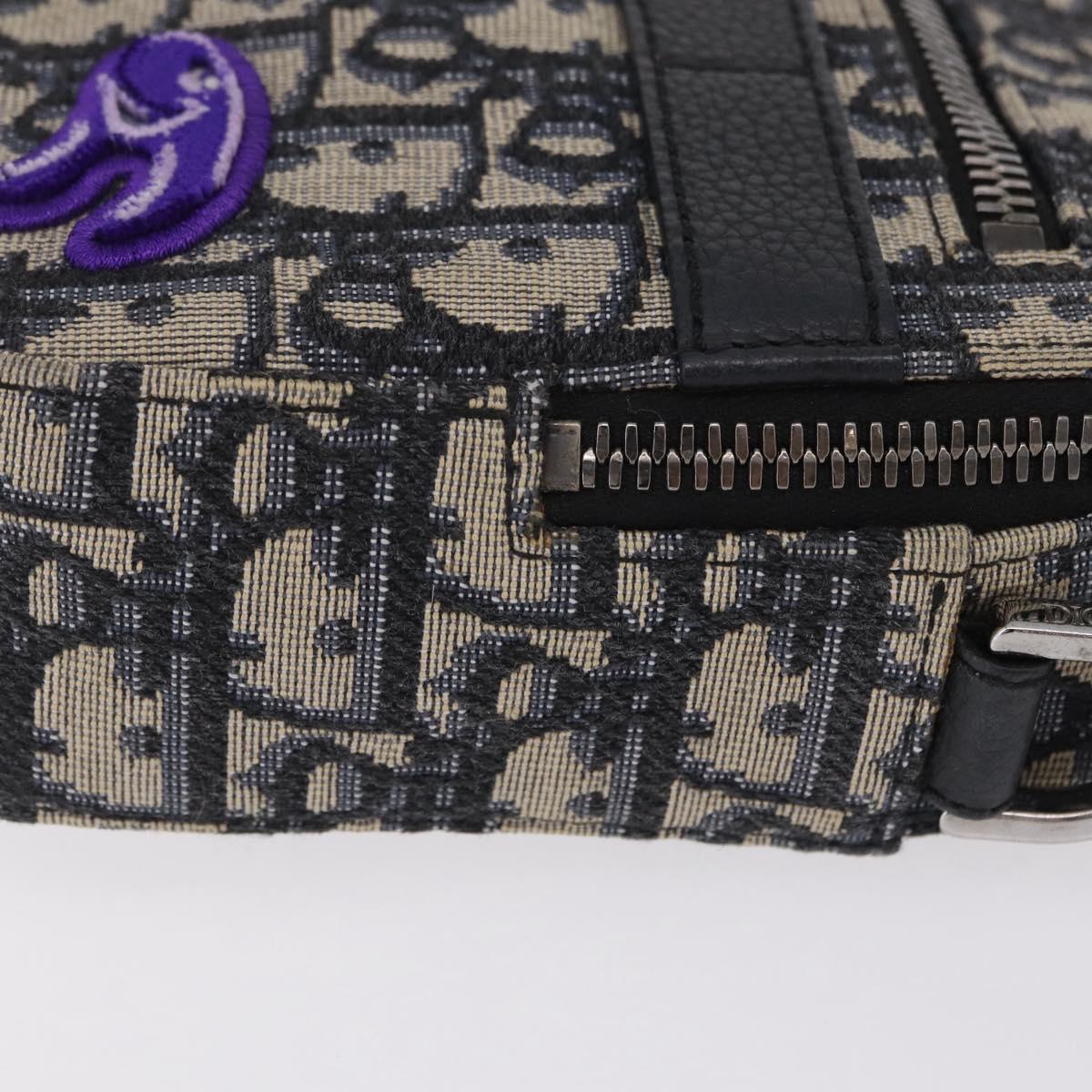 Christian Dior Trotter Canvas Safari Bag Jacquard Navy Silver Auth 203107SAM