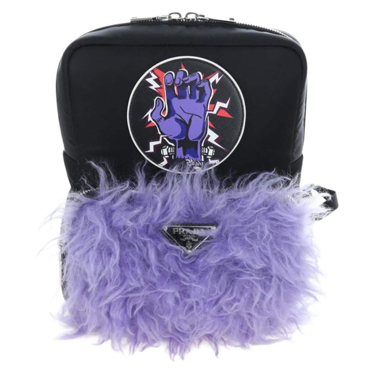 PRADA Frankenstein Backpack Nylon Black Purple Auth 203108M