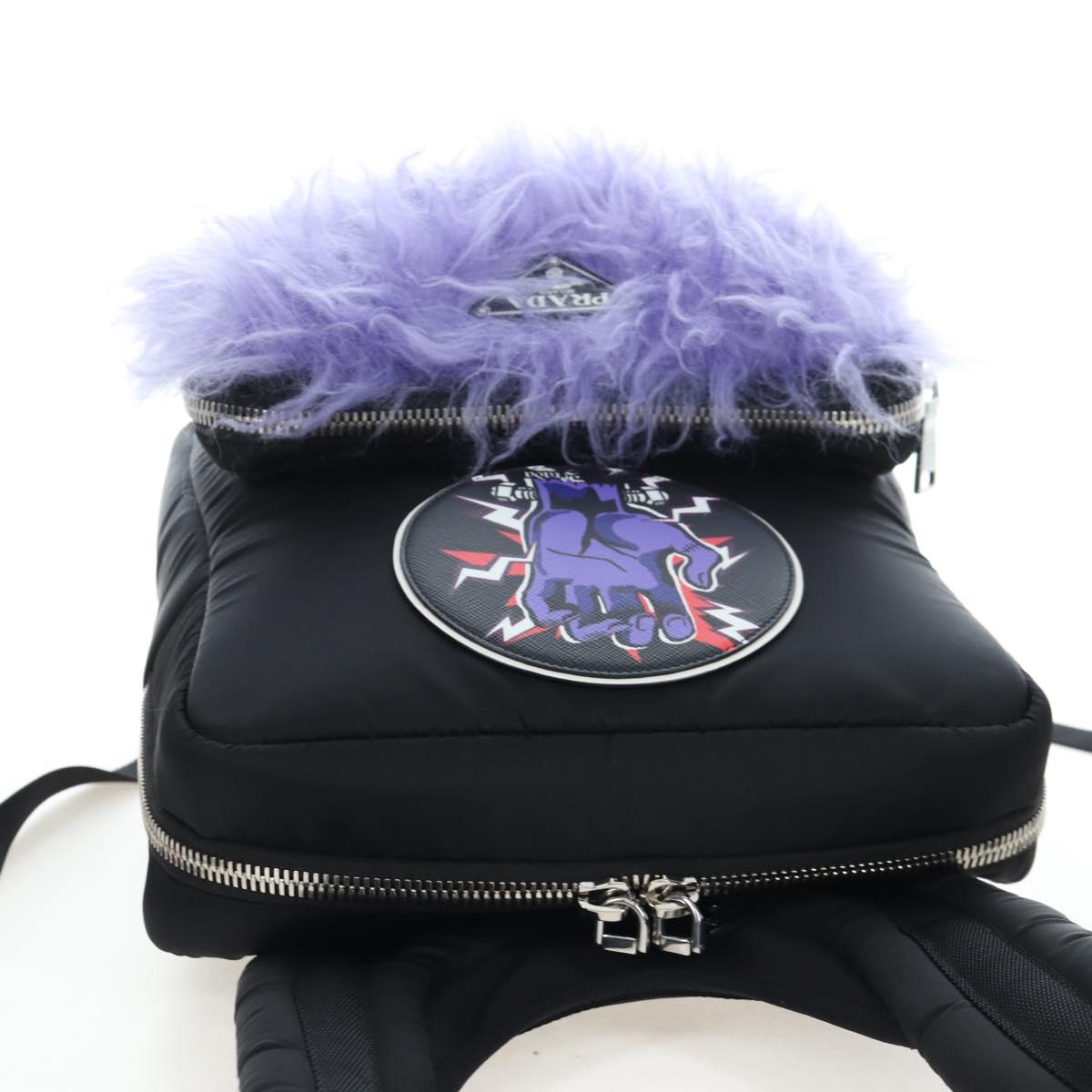 PRADA Frankenstein Backpack Nylon Black Purple Auth 203108M