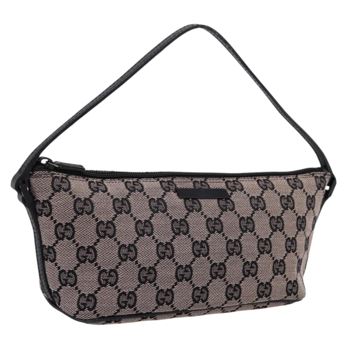 GUCCI GG Canvas Accessory Pouch Black 07198 Auth 203111A