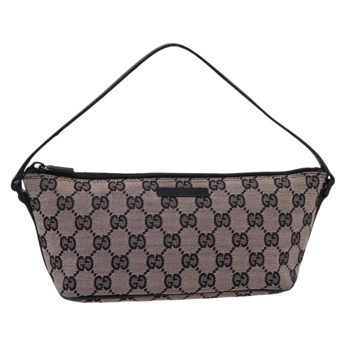 GUCCI GG Canvas Accessory Pouch Black 07198 Auth 203111A
