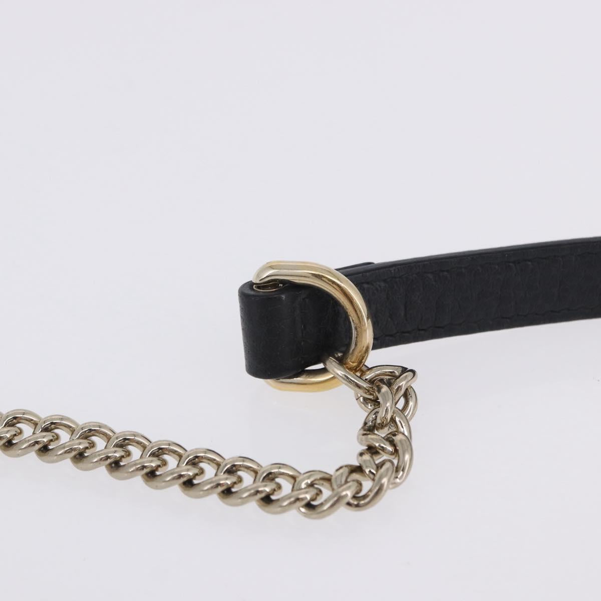 GUCCI Interlocking Chain Bag Leather Outlet Black Gold 510304 Auth 203114V