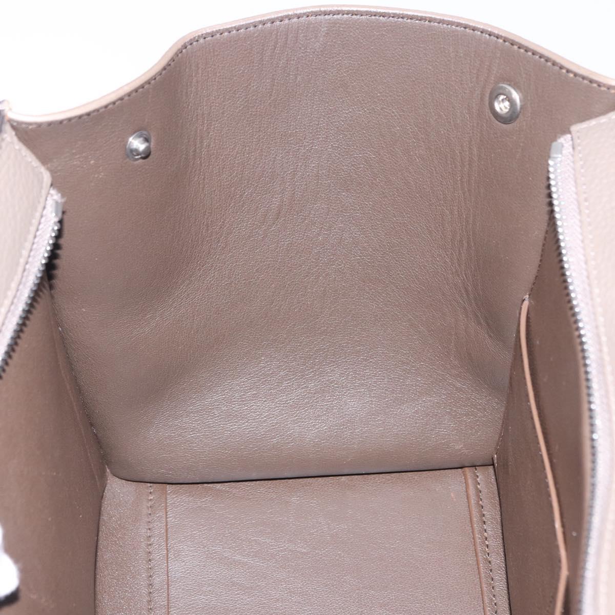 CELINE Trapeze Hand Bag Suede Leather 2way Beige Silver Auth 203116V