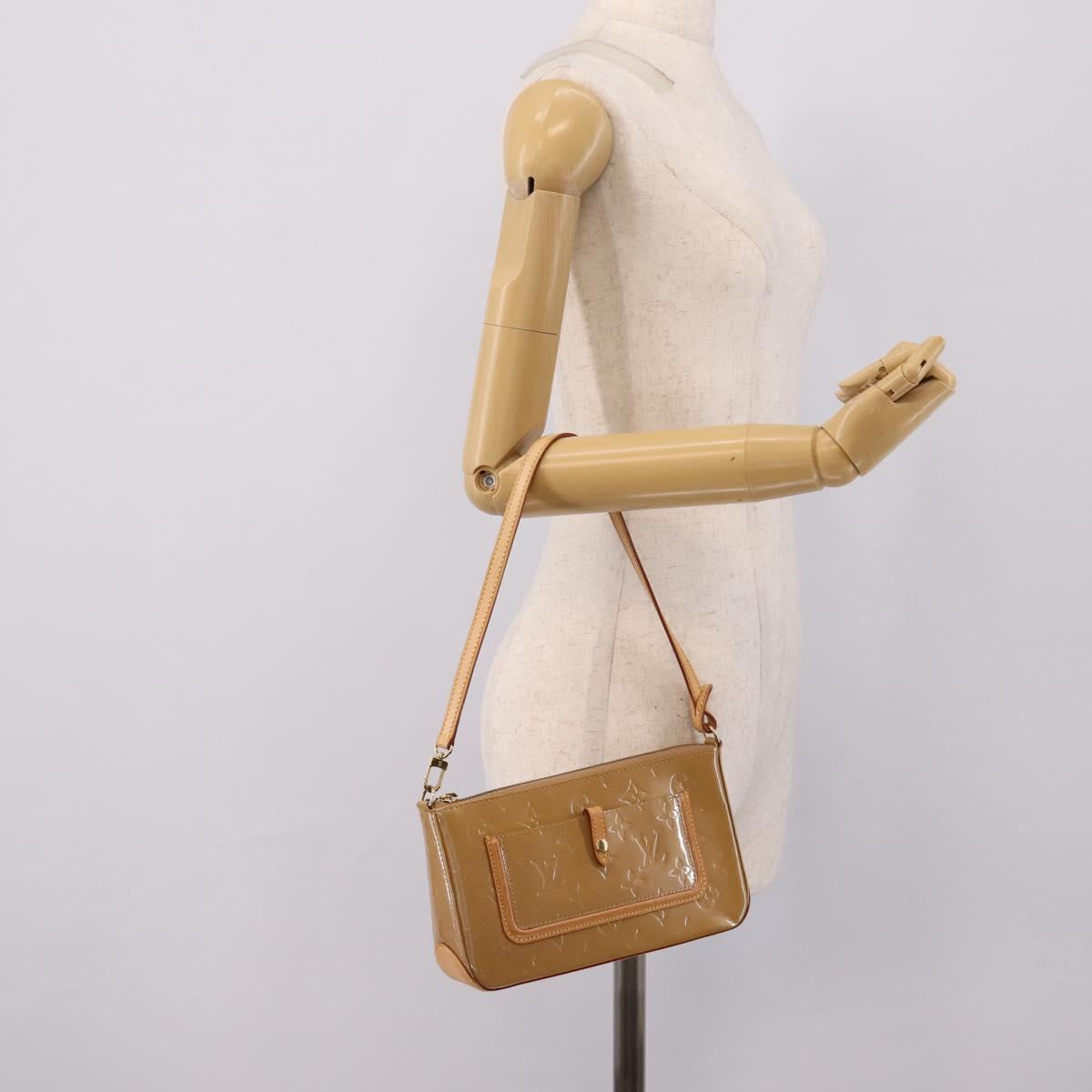 LOUIS VUITTON Vernis Mallory Square Pouch Noisette M91197 LV Auth 203117V