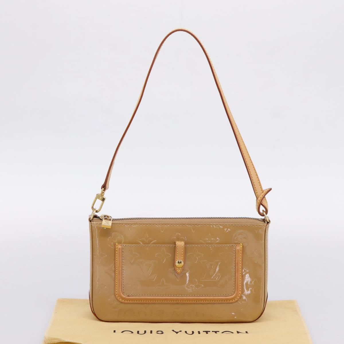 LOUIS VUITTON Vernis Mallory Square Pouch Noisette M91197 LV Auth 203117V
