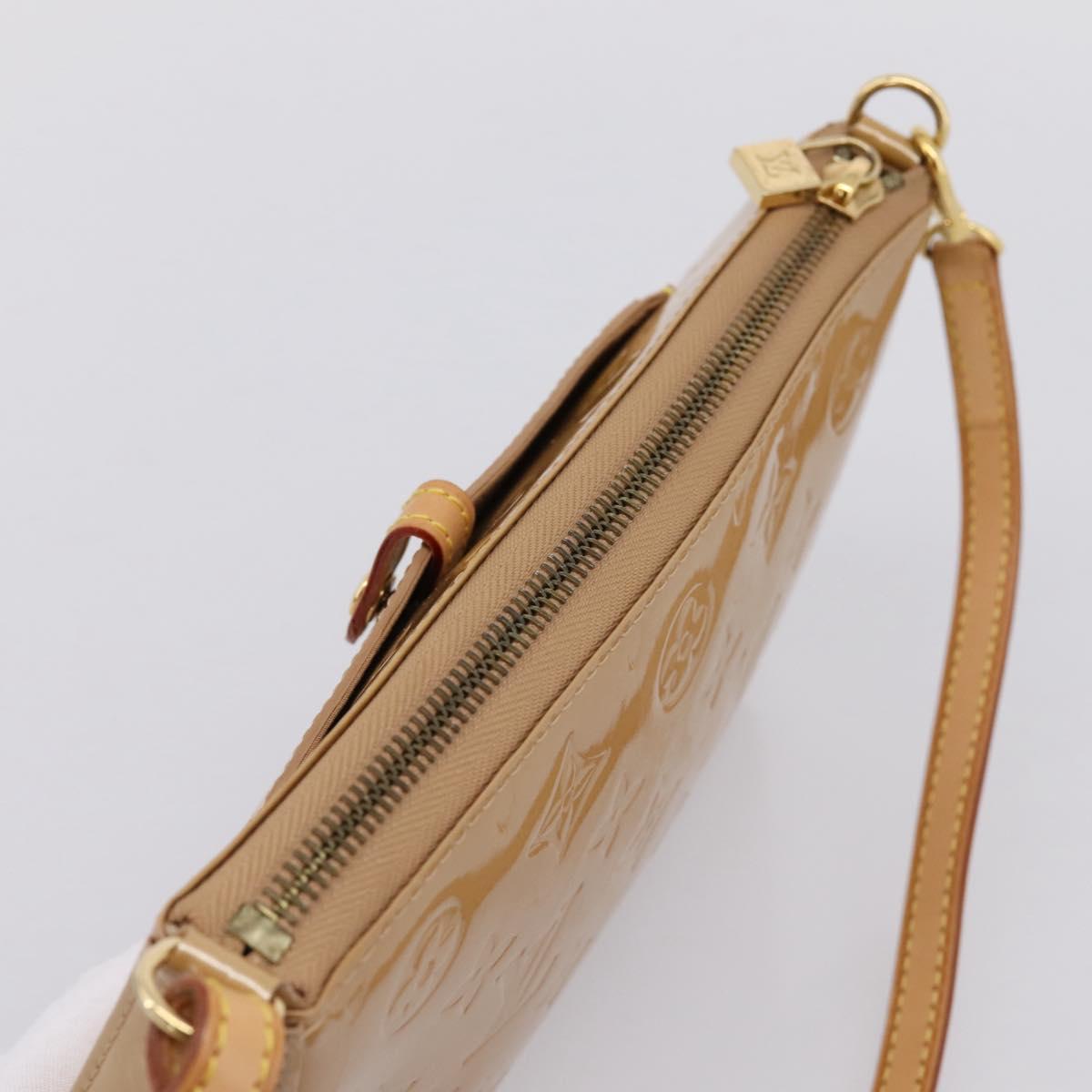 LOUIS VUITTON Vernis Mallory Square Pouch Noisette M91197 LV Auth 203117V