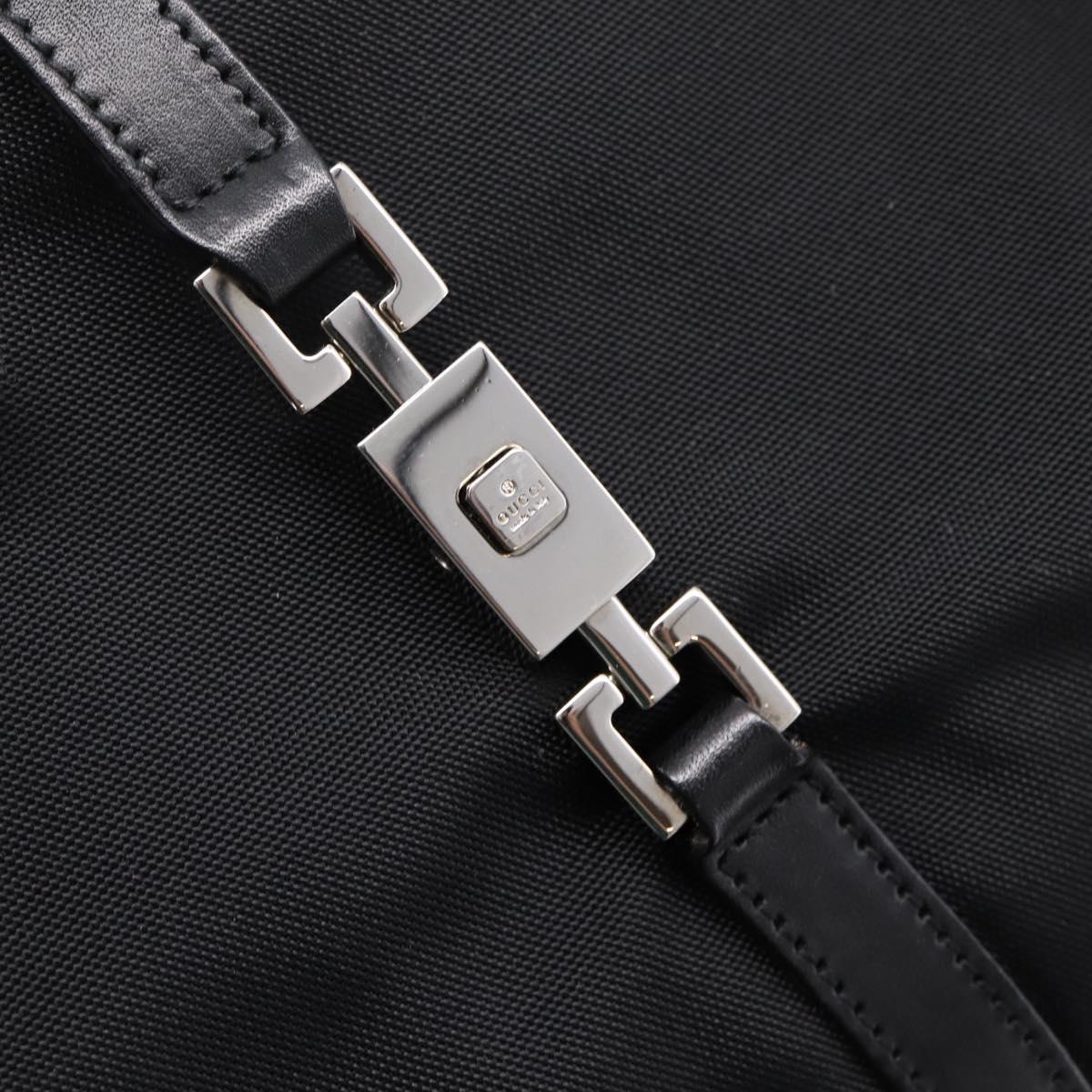 GUCCI Jackie Hand Bag Nylon Black Silver 002 1073 Auth 203119A