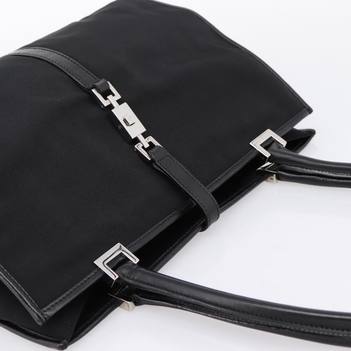 GUCCI Jackie Hand Bag Nylon Black Silver 002 1073 Auth 203119A