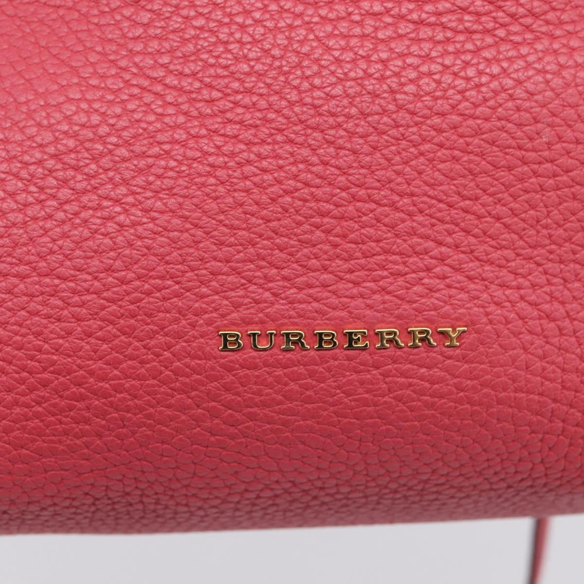 BURBERRY Shoulder Bag Leather Pink Gold Auth 203127