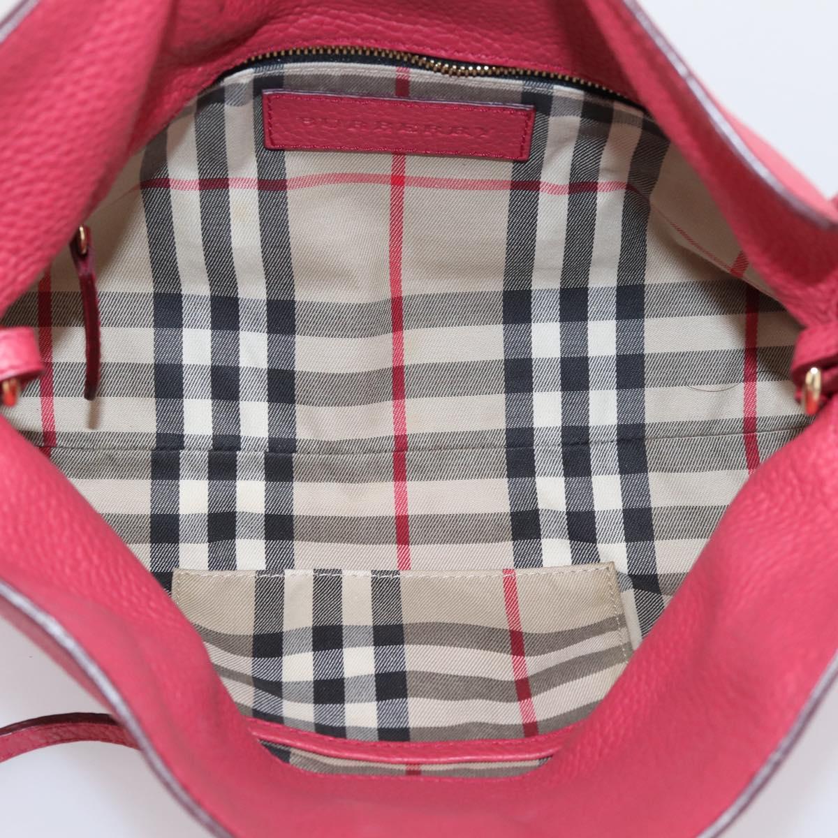 BURBERRY Shoulder Bag Leather Pink Gold Auth 203127