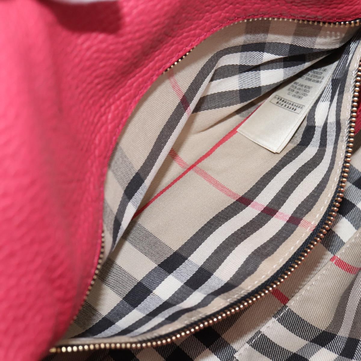 BURBERRY Shoulder Bag Leather Pink Gold Auth 203127
