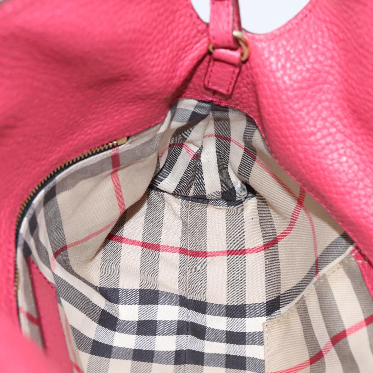 BURBERRY Shoulder Bag Leather Pink Gold Auth 203127