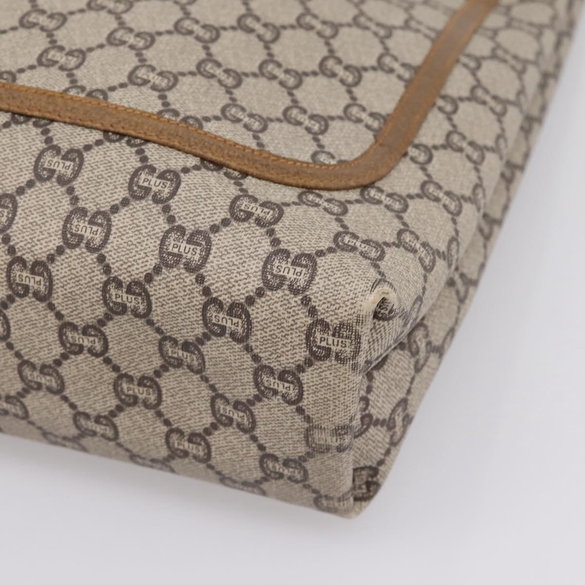 GUCCI GG Plus Supreme Web Sherry Line Tote Bag PVC Beige Gold Auth 203128