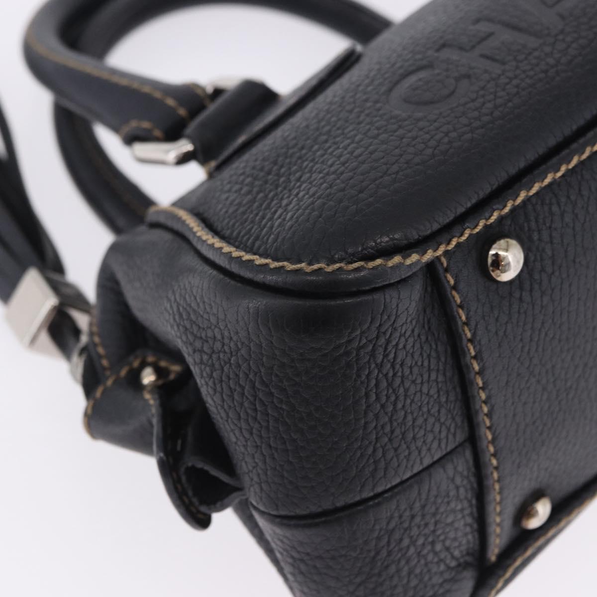 CHANEL Hand Bag Caviar Skin Black Silver CC Auth 203129V