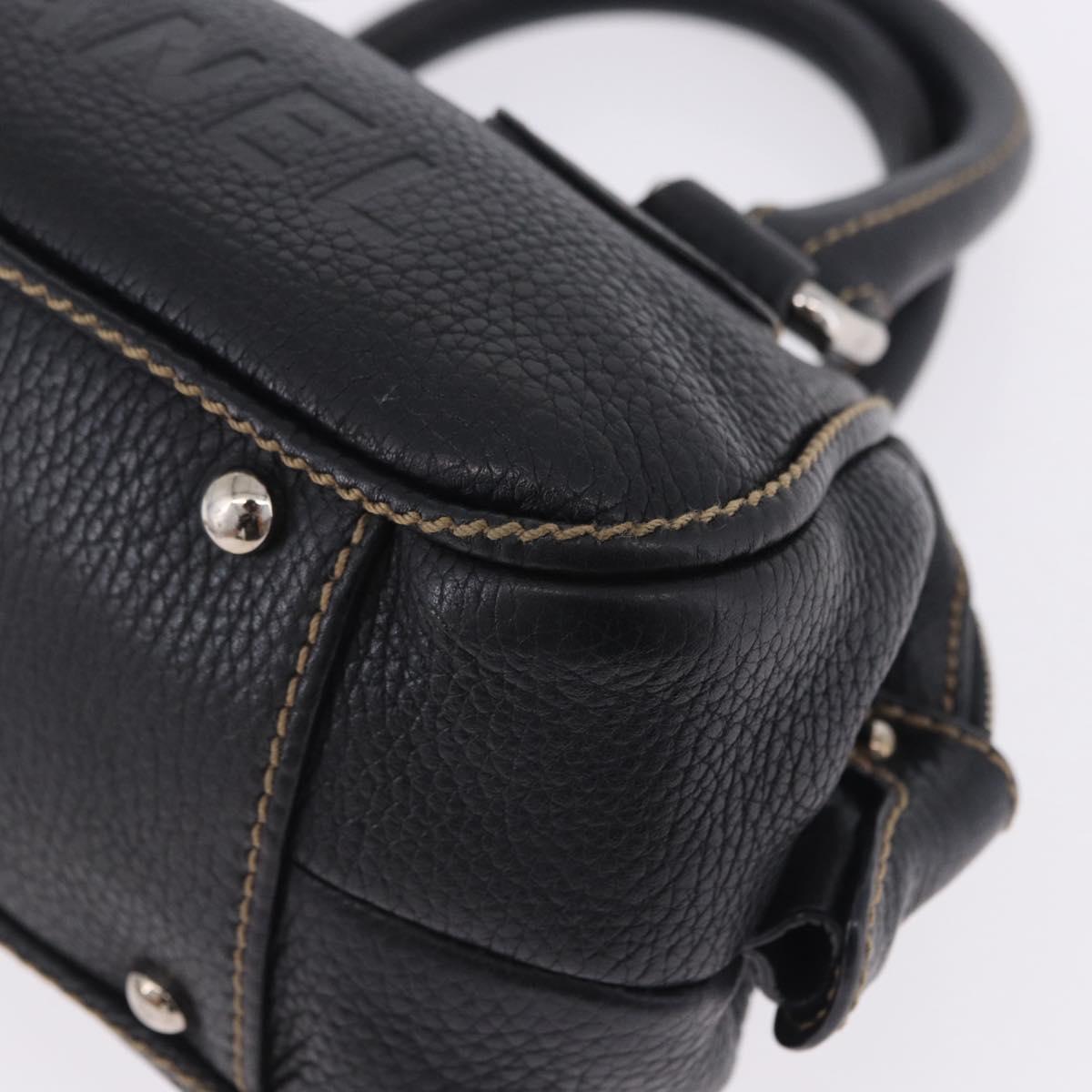 CHANEL Hand Bag Caviar Skin Black Silver CC Auth 203129V