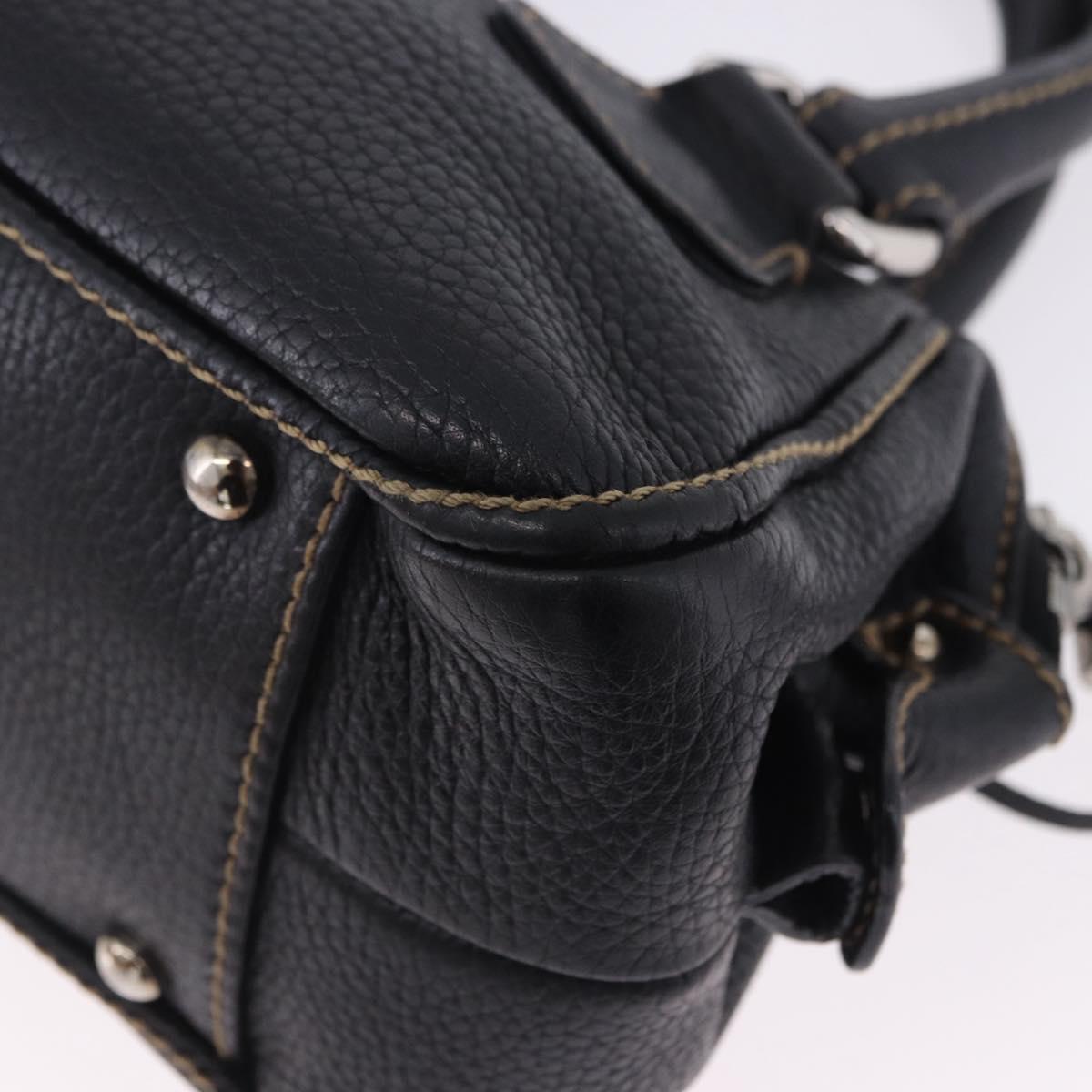 CHANEL Hand Bag Caviar Skin Black Silver CC Auth 203129V