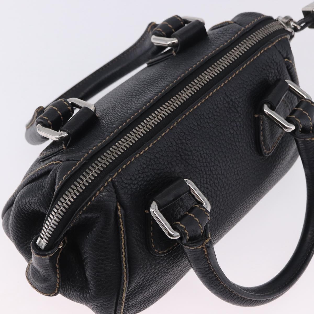CHANEL Hand Bag Caviar Skin Black Silver CC Auth 203129V