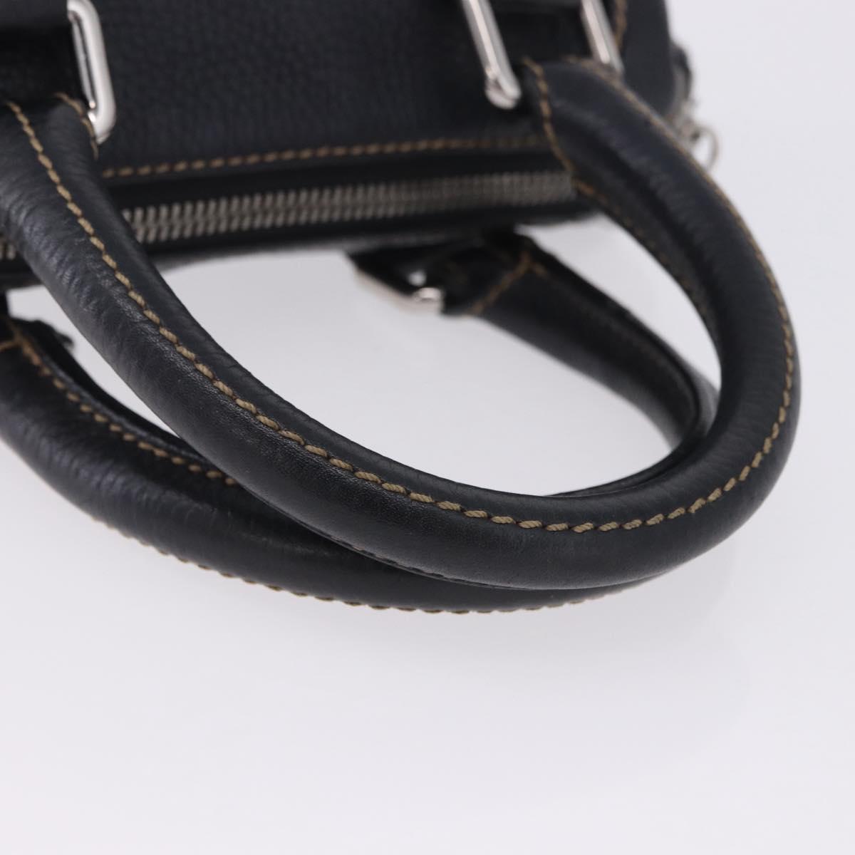 CHANEL Hand Bag Caviar Skin Black Silver CC Auth 203129V