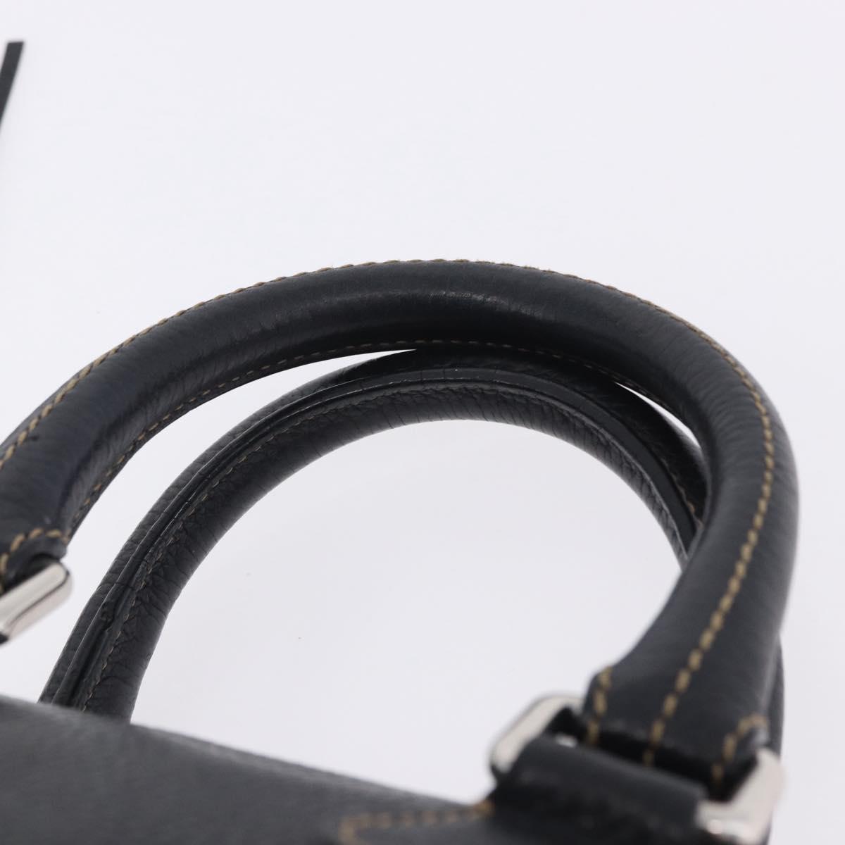CHANEL Hand Bag Caviar Skin Black Silver CC Auth 203129V