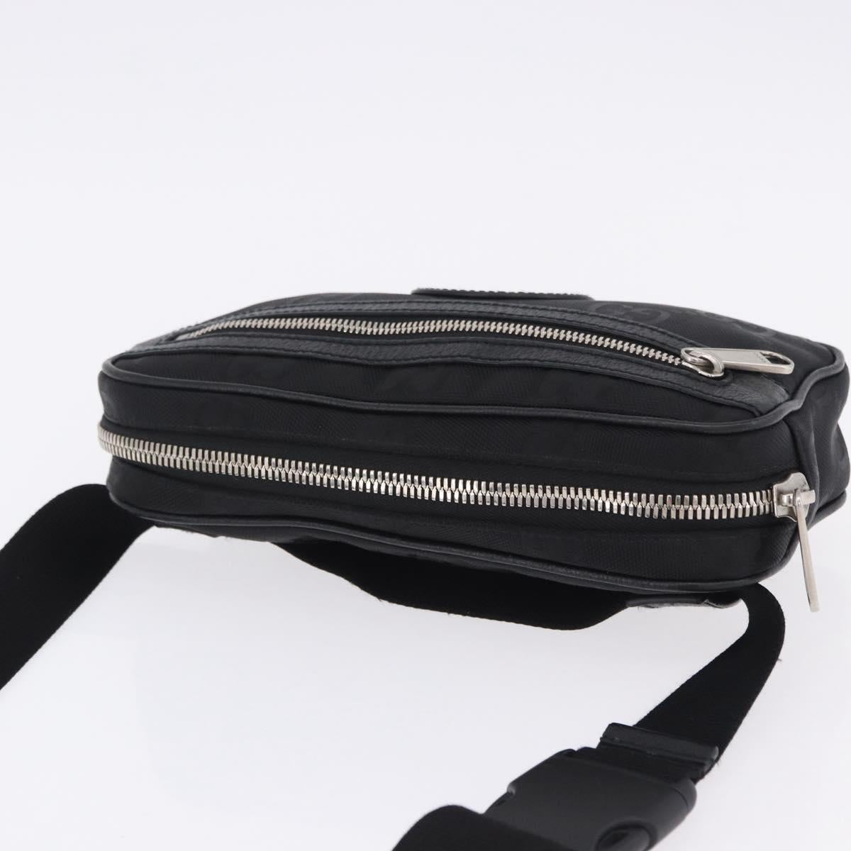 GUCCI GG Canvas Off The Grid Waist Bag Black Silver 631341 Auth 203130A
