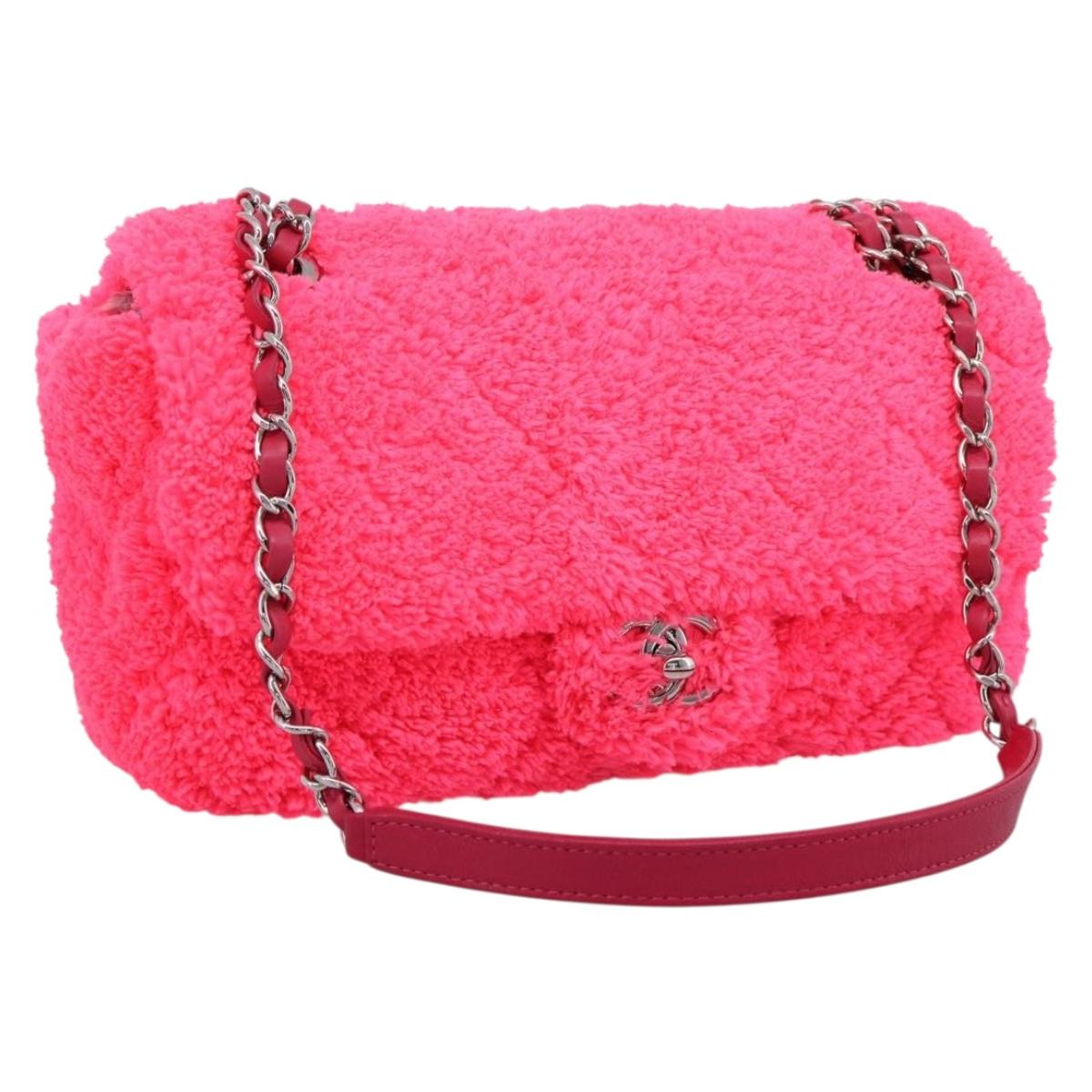 CHANEL Chain Shoulder Bag Pile Pink Silver CC Auth 203132SAM