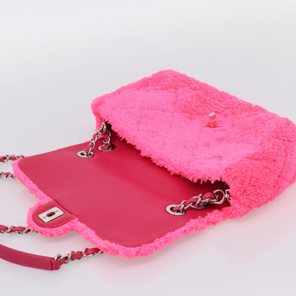 CHANEL Chain Shoulder Bag Pile Pink Silver CC Auth 203132SAM