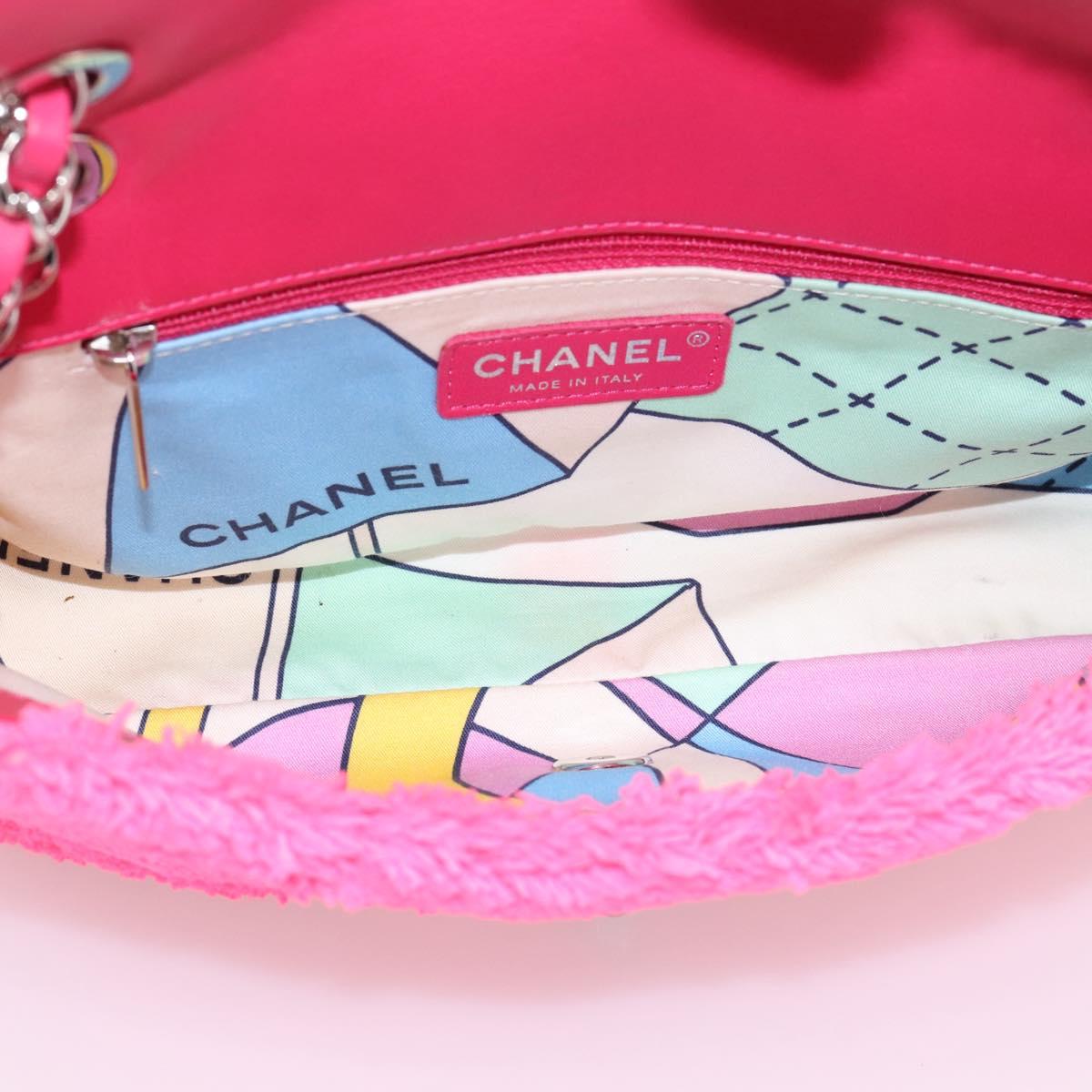 CHANEL Chain Shoulder Bag Pile Pink Silver CC Auth 203132SAM