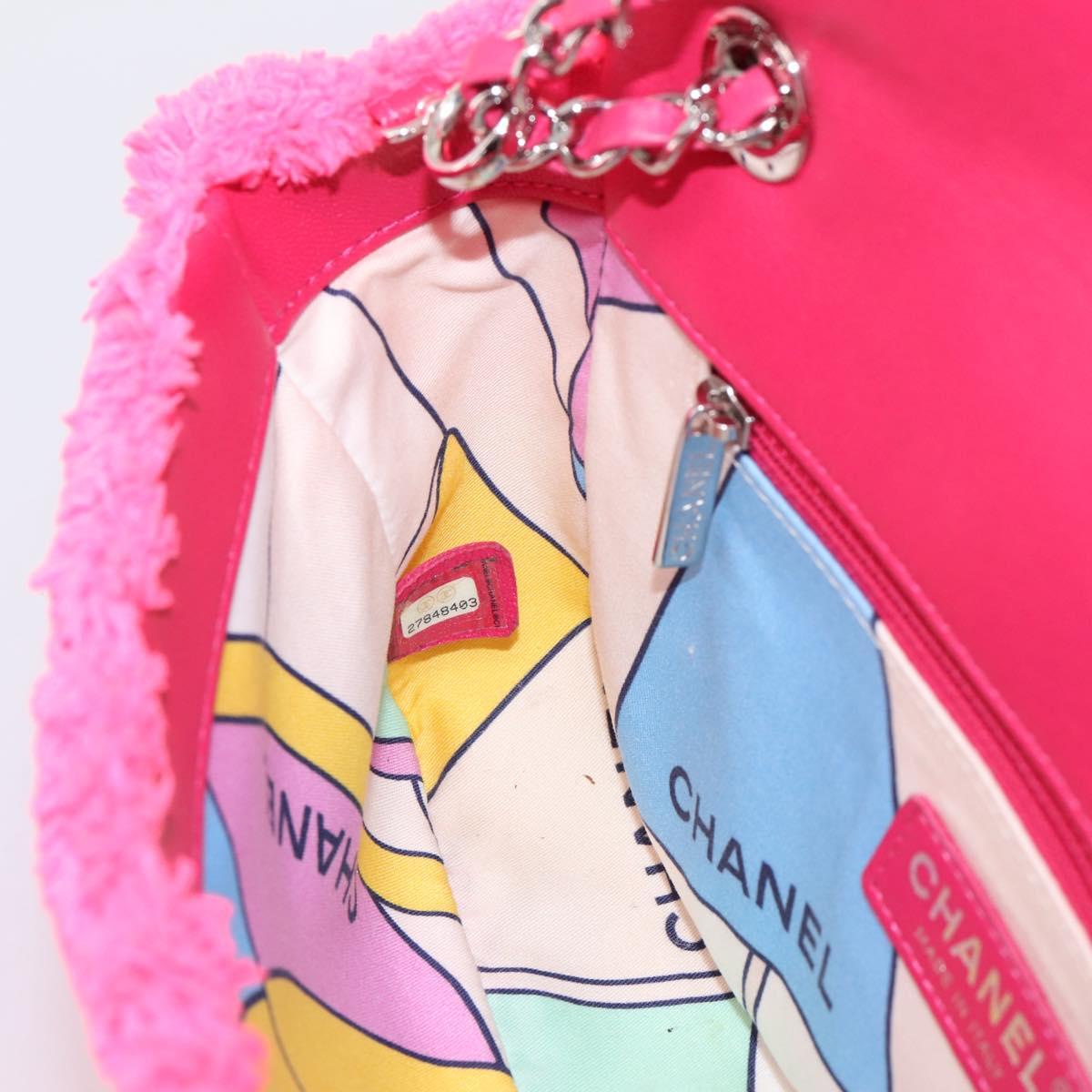 CHANEL Chain Shoulder Bag Pile Pink Silver CC Auth 203132SAM