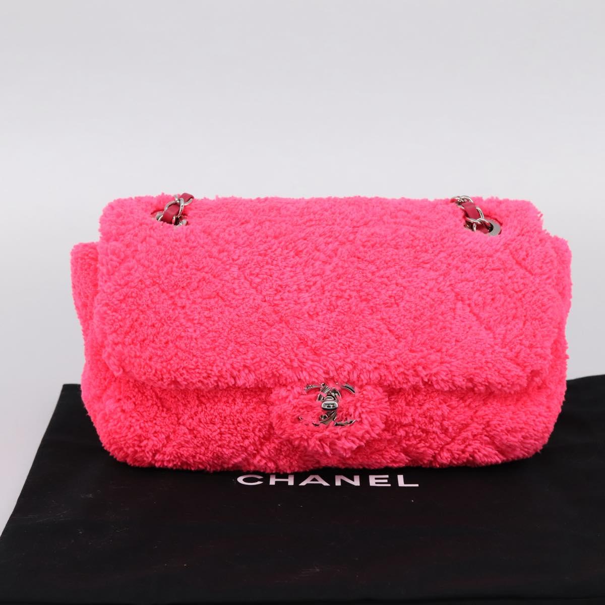 CHANEL Chain Shoulder Bag Pile Pink Silver CC Auth 203132SAM