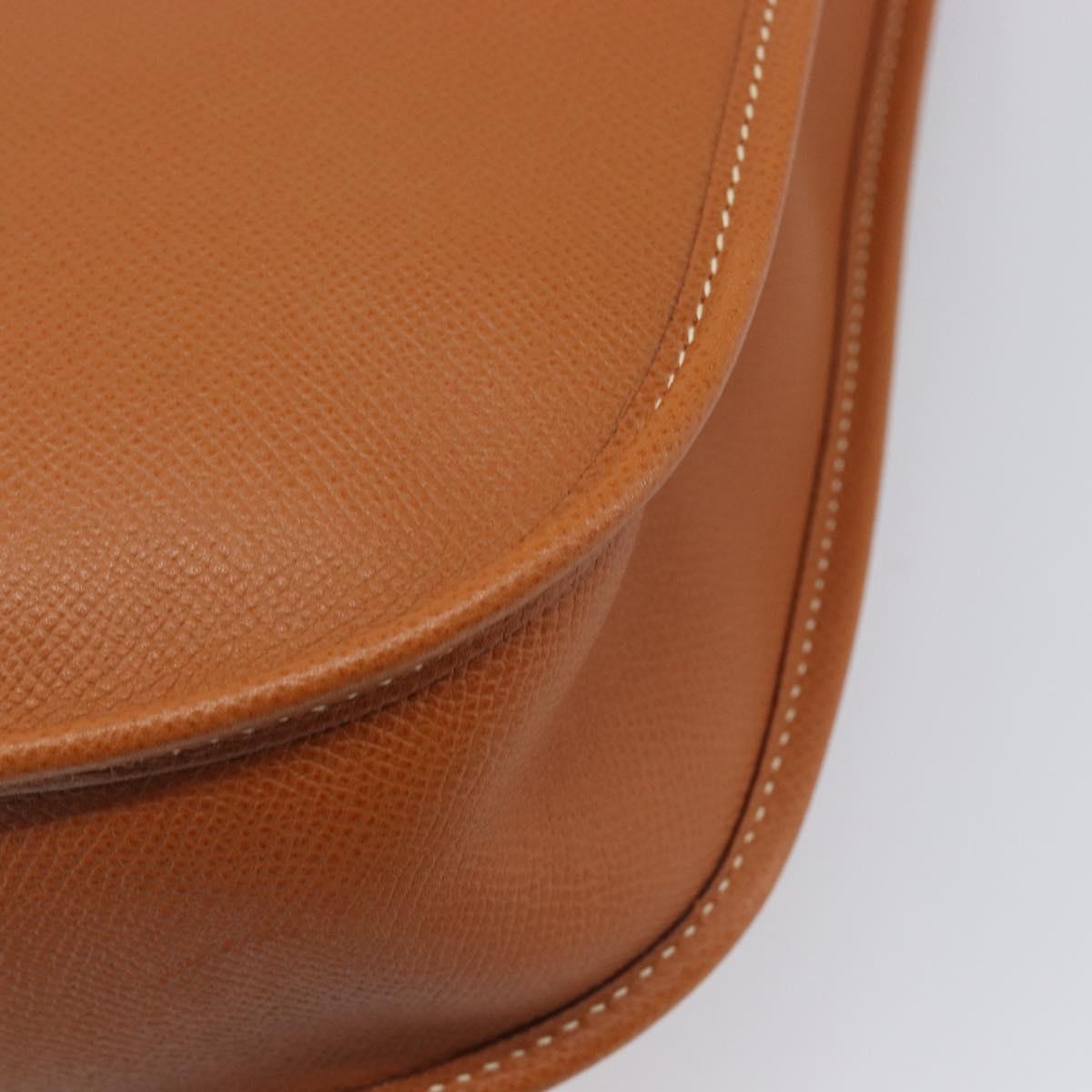 HERMES Evelyn PM Shoulder Bag Leather Brown Silver Auth 203135SAM