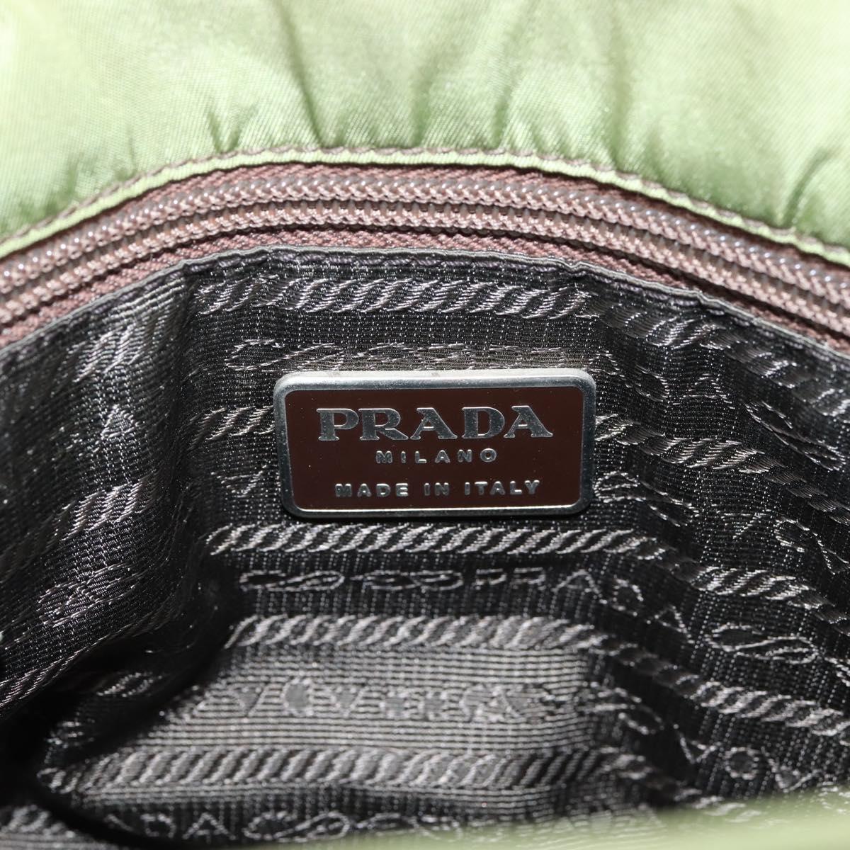 PRADA Chain Shoulder Bag Nylon Green Silver Auth 203138