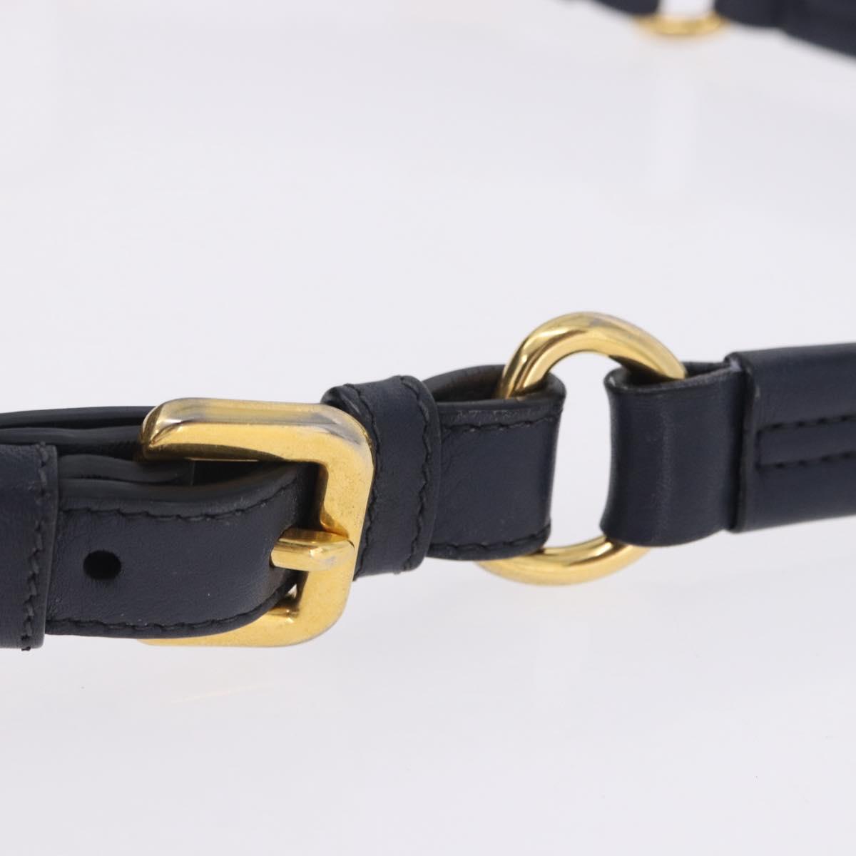 PRADA Shoulder Bag Leather Navy Gold Auth 203139V