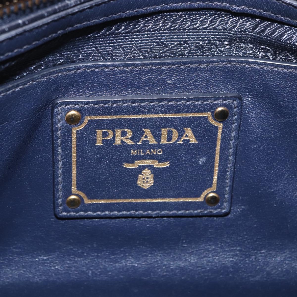 PRADA Shoulder Bag Leather Navy Gold Auth 203139V