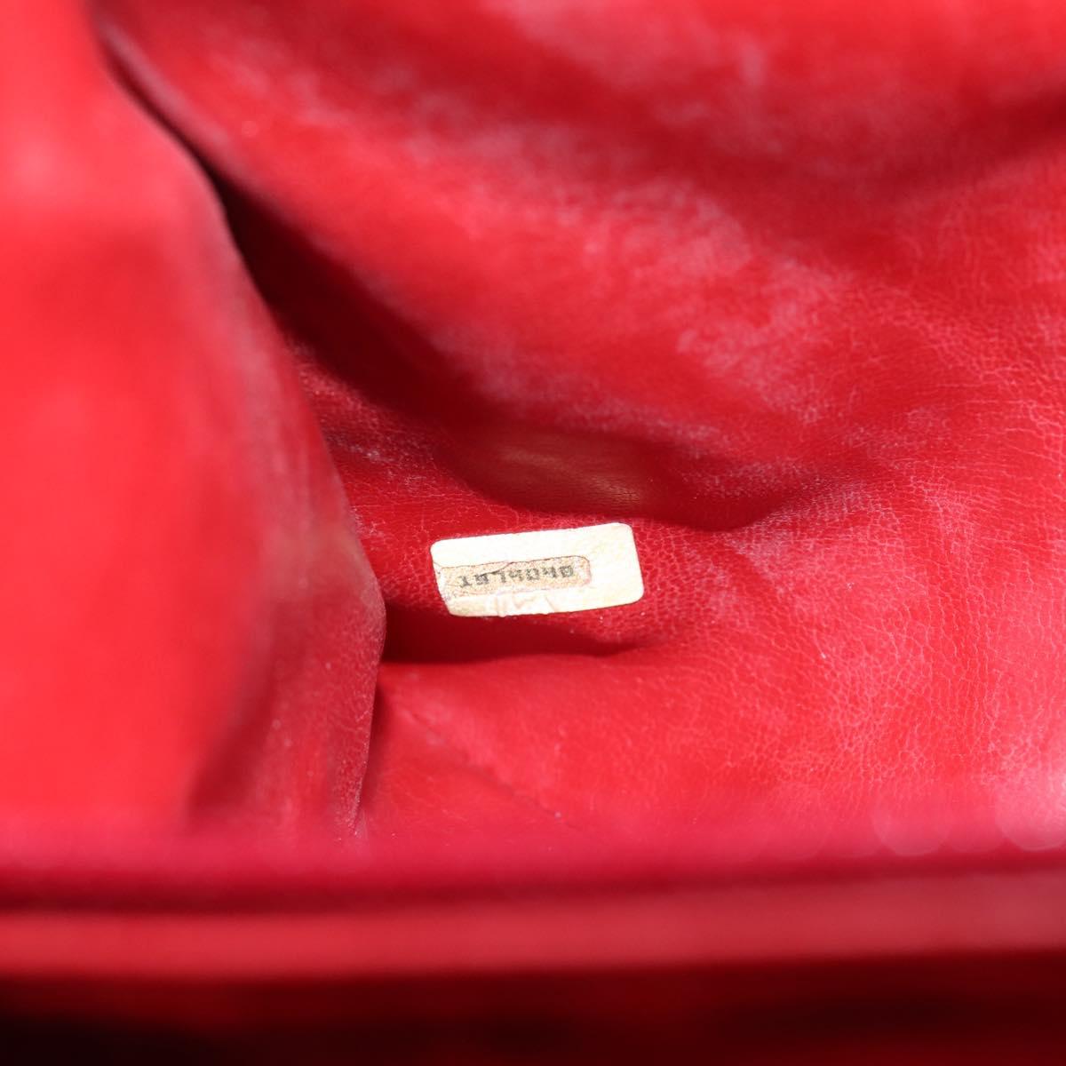 CHANEL V stitch Hand Bag Lamb Skin Red Gold CC Auth 203141