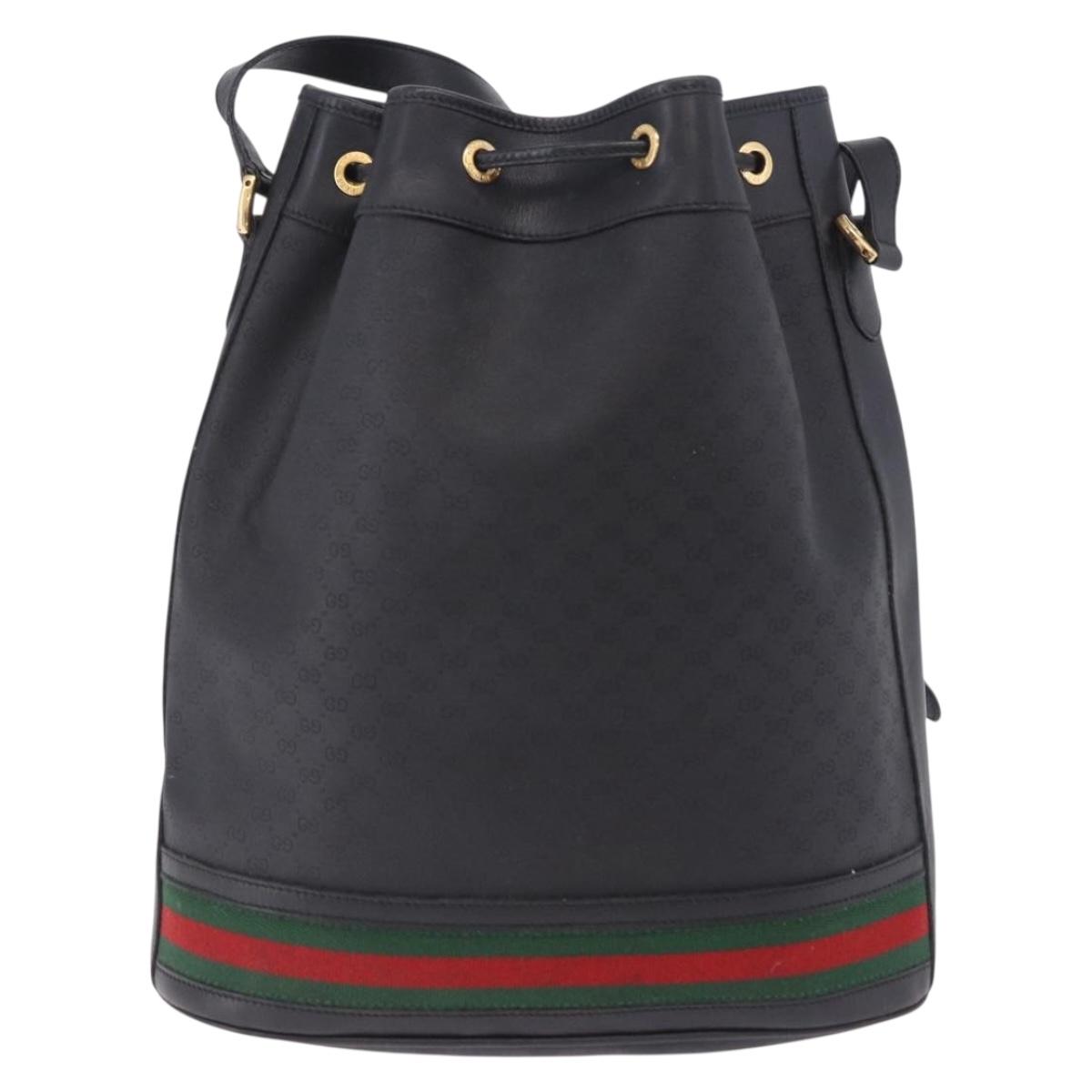 GUCCI Micro GG Supreme Web Sherry Line Bag PVC Black 001 116 0933 Auth 203142