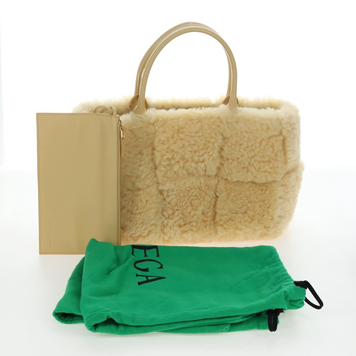 BOTTEGA VENETA Hand Bag Wool Beige Auth 203144M