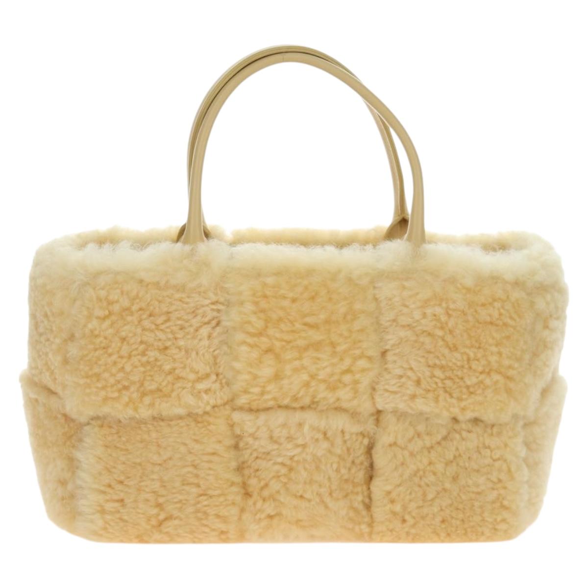 BOTTEGA VENETA Hand Bag Wool Beige Auth 203144M