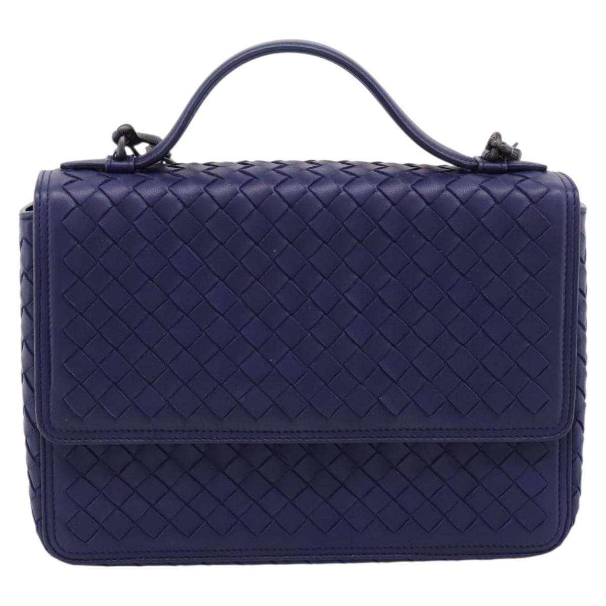 BOTTEGA VENETA INTRECCIATO Hand Bag Leather 2way Navy Auth 203145SAV