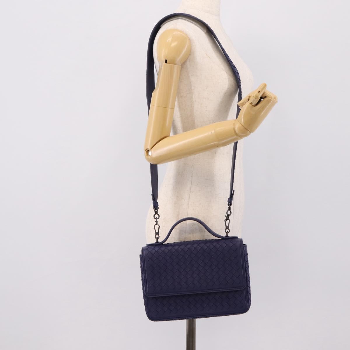 BOTTEGA VENETA INTRECCIATO Hand Bag Leather 2way Navy Auth 203145SAV