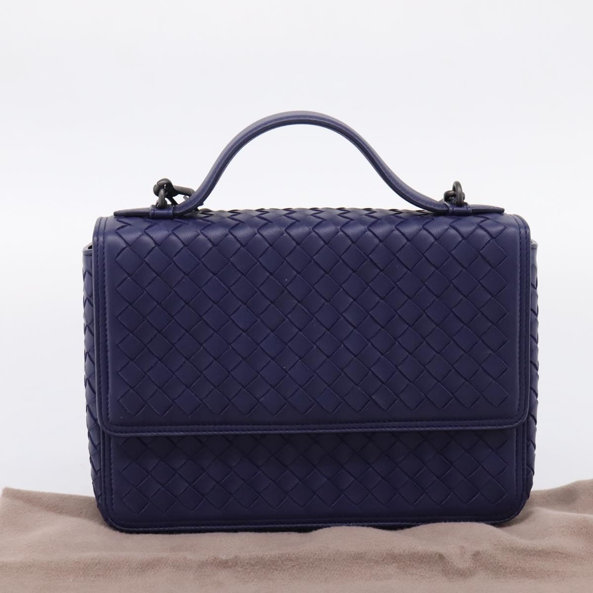 BOTTEGA VENETA INTRECCIATO Hand Bag Leather 2way Navy Auth 203145SAV