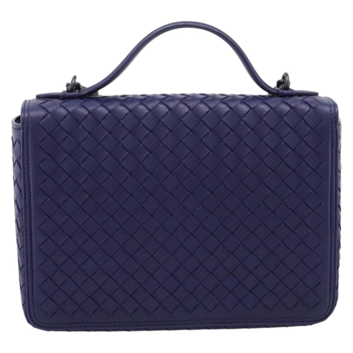 BOTTEGA VENETA INTRECCIATO Hand Bag Leather 2way Navy Auth 203145SAV