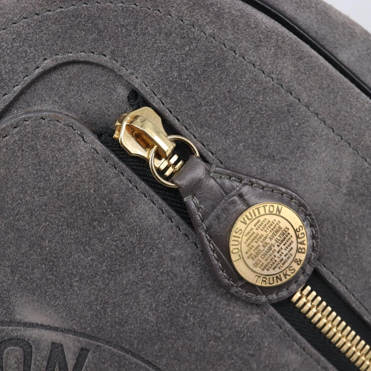 LOUIS VUITTON Stamp Bag PM Hand Bag Suede Gray Gold M95237 LV Auth 203148V
