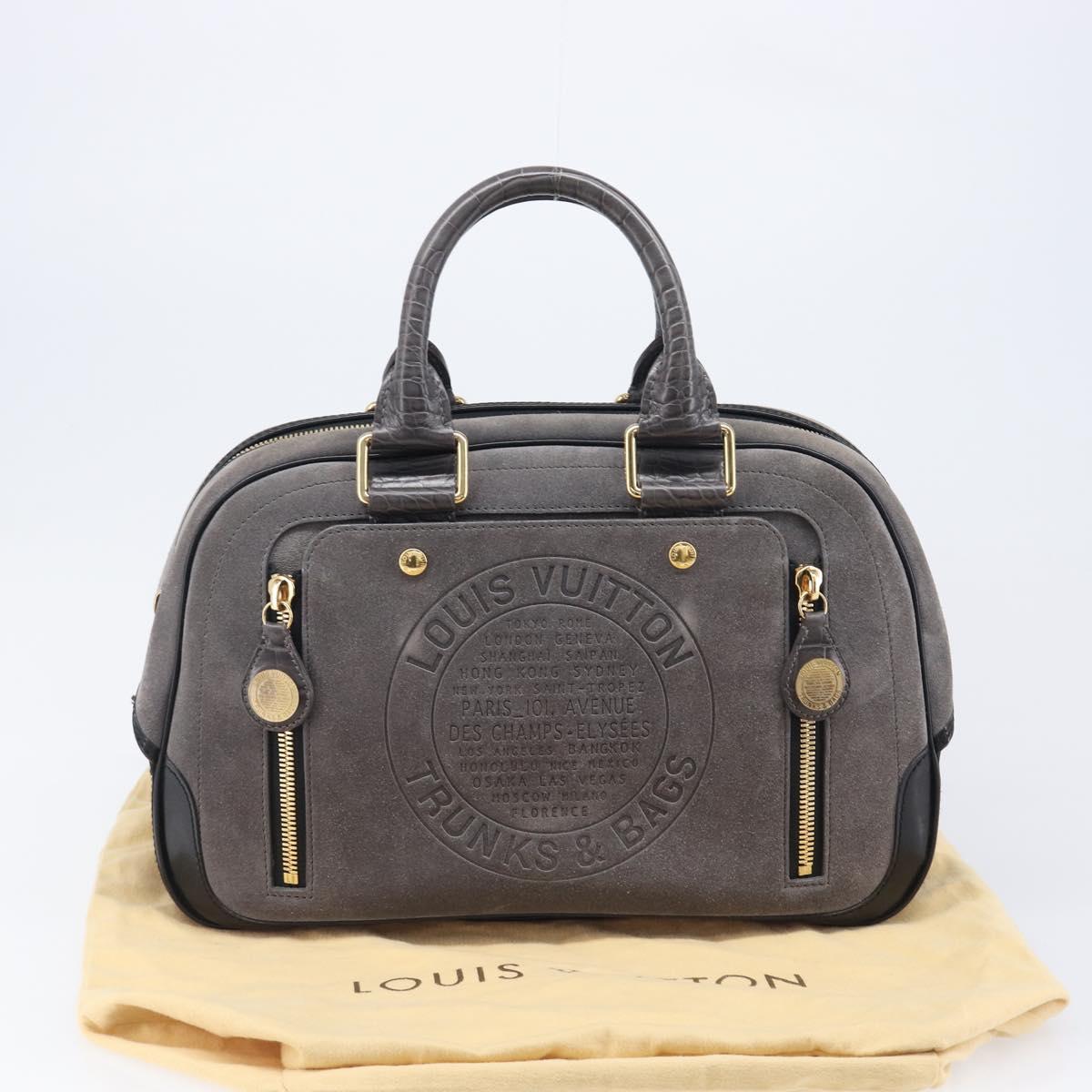 LOUIS VUITTON Stamp Bag PM Hand Bag Suede Gray Gold M95237 LV Auth 203148V