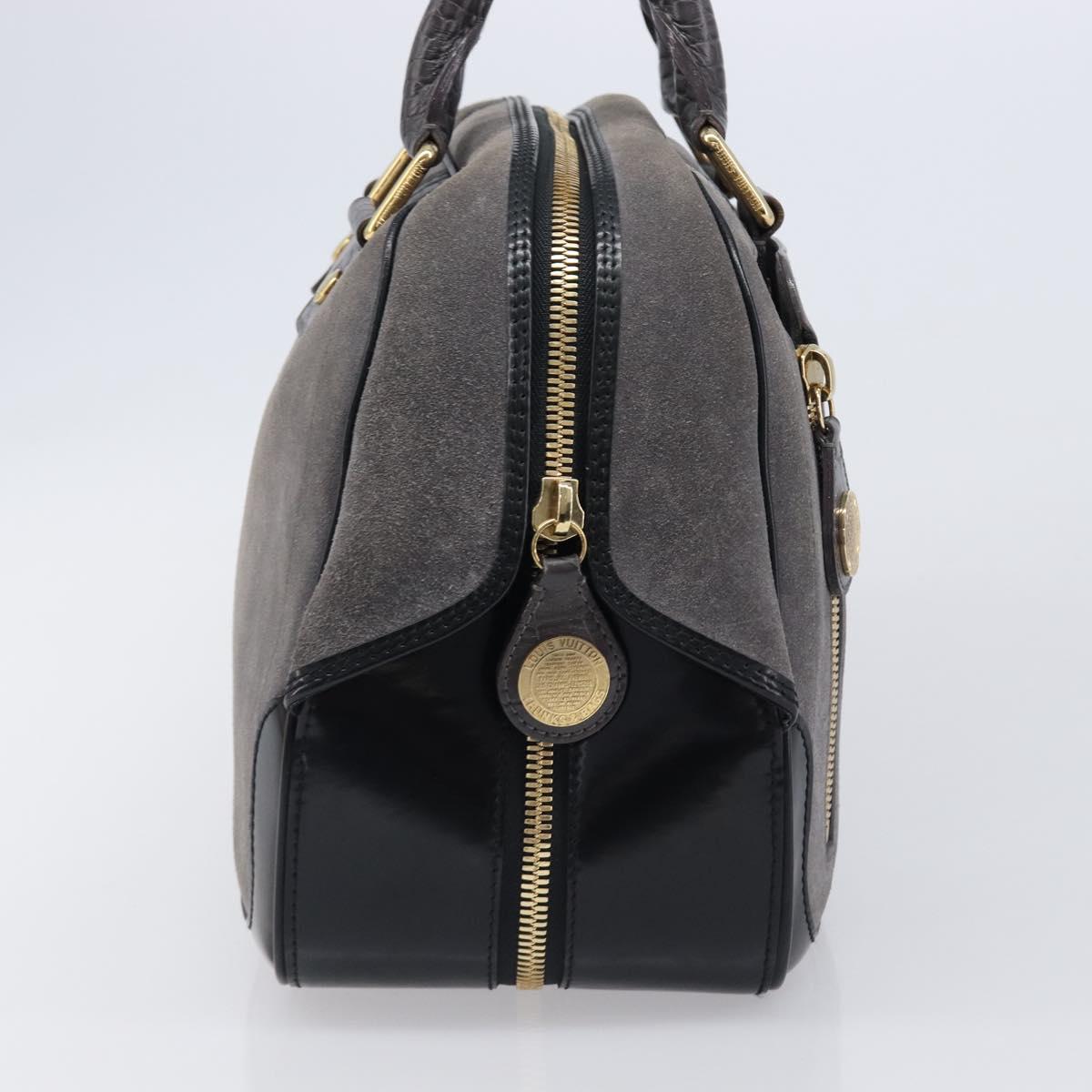 LOUIS VUITTON Stamp Bag PM Hand Bag Suede Gray Gold M95237 LV Auth 203148V