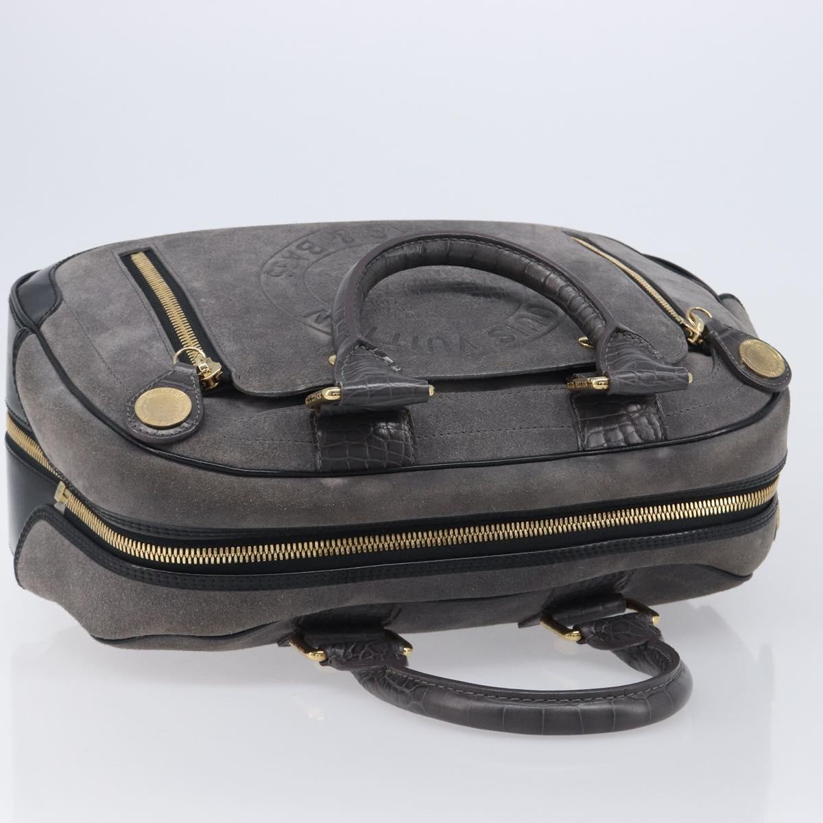 LOUIS VUITTON Stamp Bag PM Hand Bag Suede Gray Gold M95237 LV Auth 203148V