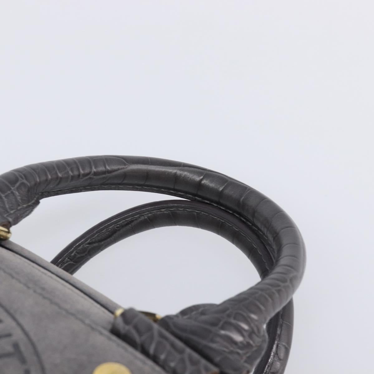 LOUIS VUITTON Stamp Bag PM Hand Bag Suede Gray Gold M95237 LV Auth 203148V