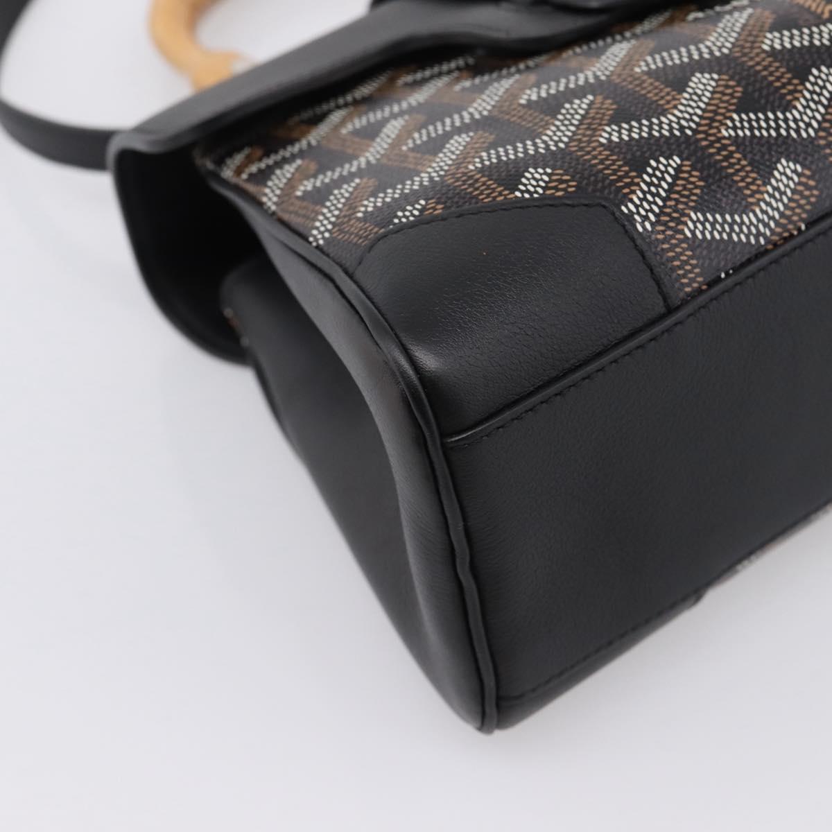 GOYARD Herringbone Saigon Hand Bag PVC 2way Black Silver Auth 203151SM