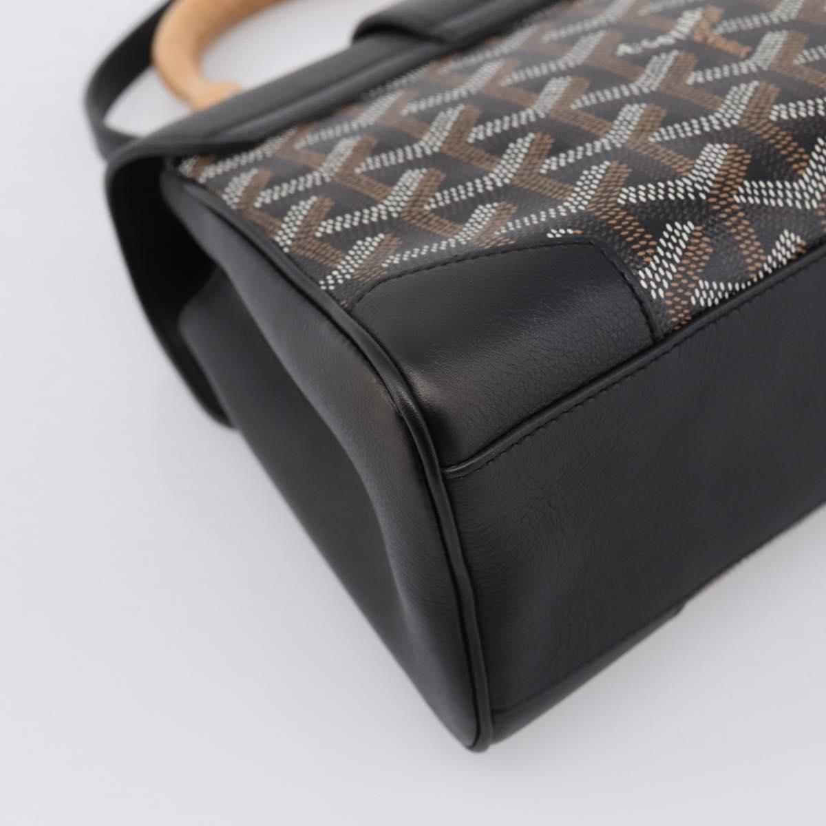 GOYARD Herringbone Saigon Hand Bag PVC 2way Black Silver Auth 203151SM